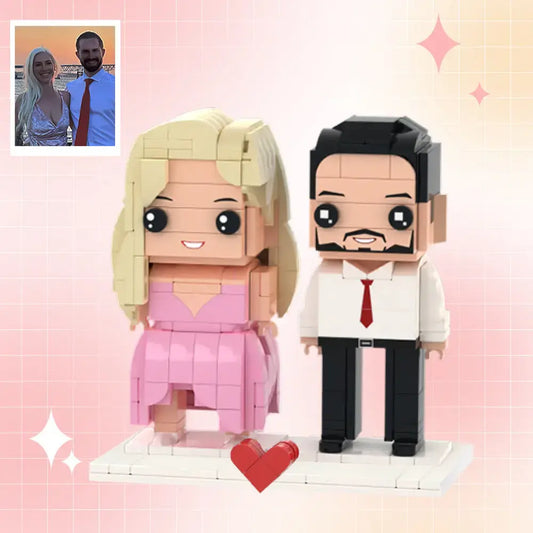 Personalisierte Miniaturfiguren aus Klemmbausteinen - Zum Selbstaufbau - 2 Personen - Romantisches Geschenk