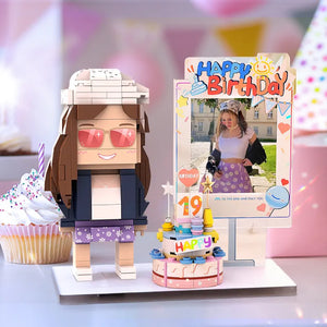 Personalisierte Klemmbaustein-Figur – Happy Birthday – DIY Miniaturfigur als Geburtstagsgeschenk