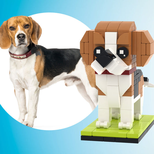 Beagle Minifigur aus Klemmbausteinen – DIY Geschenk für Hundebesitzer