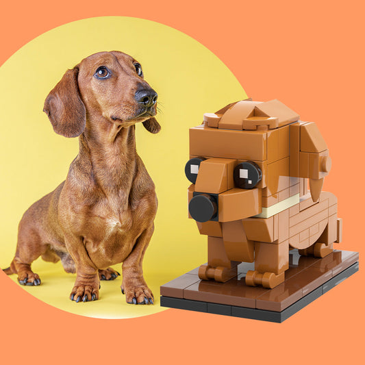 Dackel Minifigur aus Klemmbausteinen – DIY Geschenk für Hundebesitzer