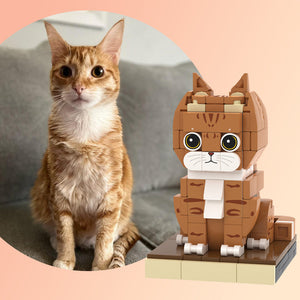 Personalisierte Katzen-Miniatur aus Klemmbausteinen – DIY Figur zum Selbstaufbau – 1 Katze