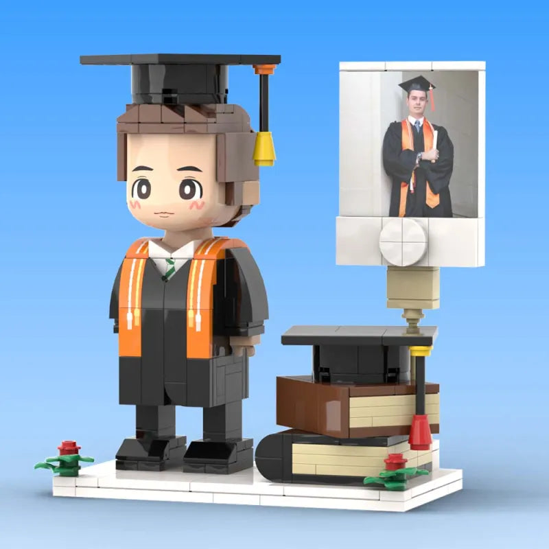 Personalisierbare Klemmbaustein-Figur – ideal für den Universitätsabschluss