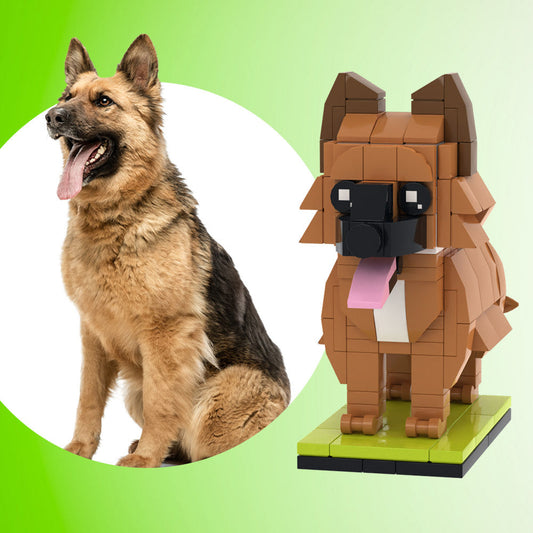 Deutscher Schäferhund Minifigur aus Klemmbausteinen – DIY Geschenk für Hundebesitzer