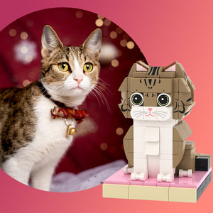 Personalisierte Katzen-Miniatur aus Klemmbausteinen – DIY Figur zum Selbstaufbau – 1 Katze