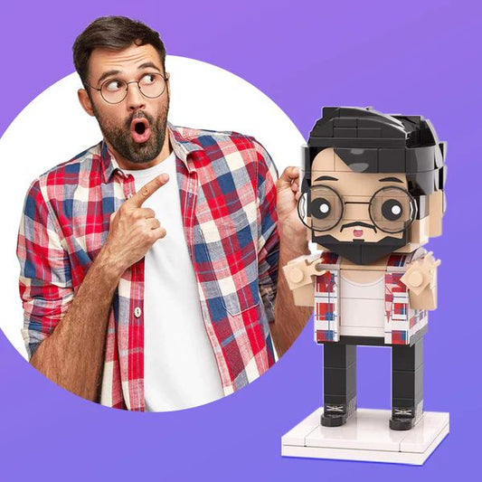 Minifigur aus Klemmbausteinen - Figur ohne Fotorahmen – DIY (Machen Sie Es Selbst) Figur zum Selbstaufbau – 1 Person