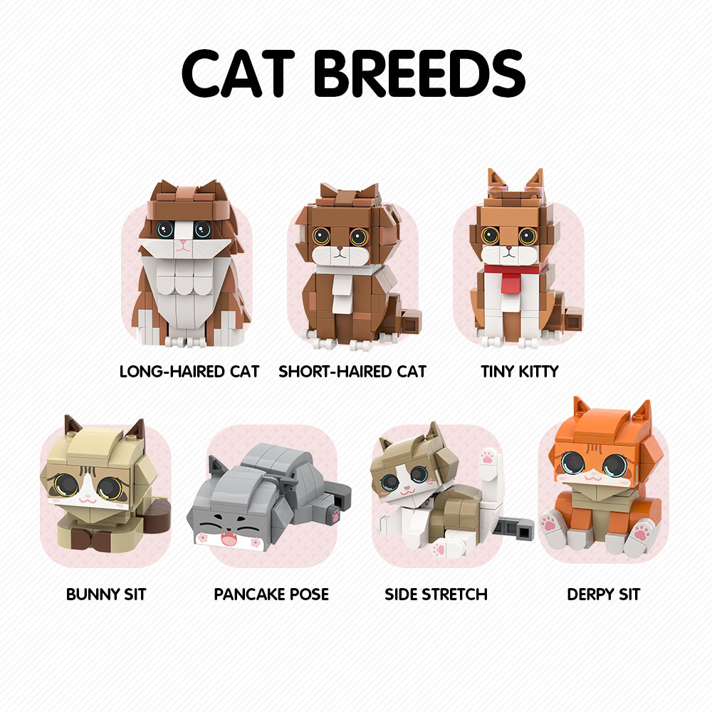 Personalisierte Klemmbaustein-Figuren – 1 Person mit Katze – DIY Miniatur-Set zum Selbstaufbau