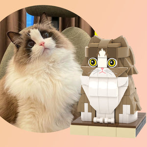 Personalisierte Katzen-Miniatur aus Klemmbausteinen – DIY Figur zum Selbstaufbau – 1 Katze