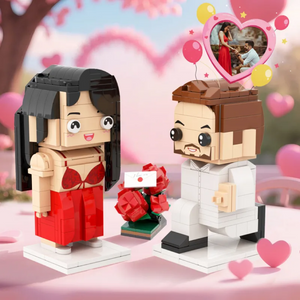 Personalisierte-Figuren aus Klemmbausteinen – 2 Personen Paar Heiratsantrag – DIY Geschenk zum Selbstaufbau