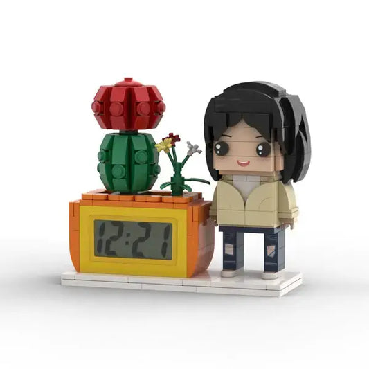 Personalisierte Klemmbaustein-Figur mit digitaler Uhr – DIY Miniatur zum Selbstaufbau