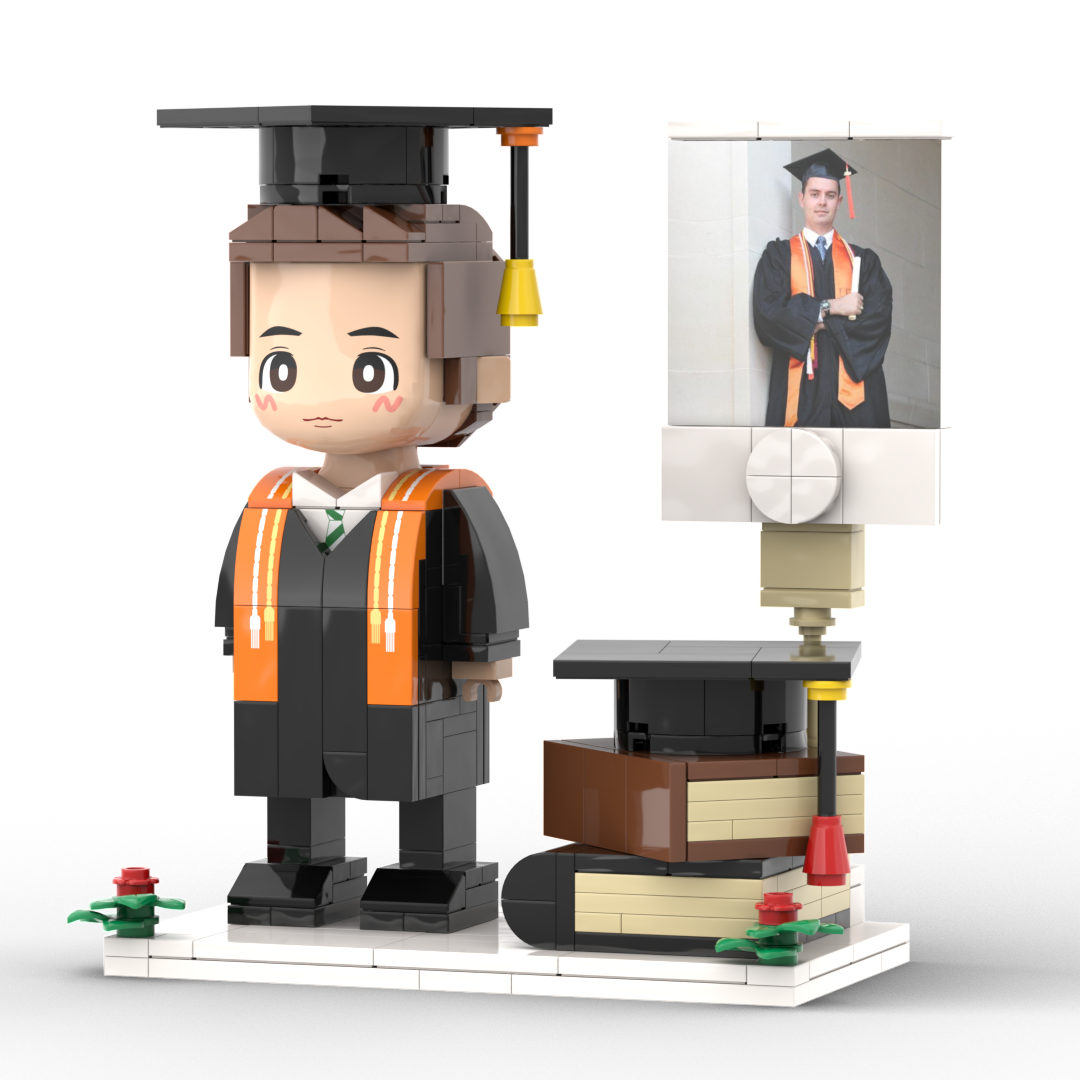 Personalisierbare Klemmbaustein-Figur – ideal für den Universitätsabschluss