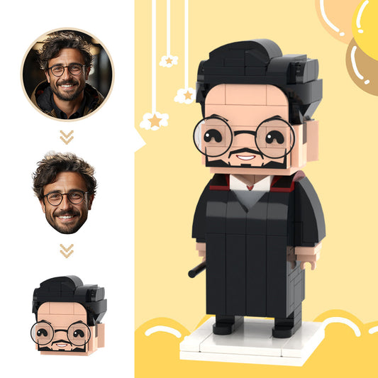Personalisierte Zauberer-Figur aus Klemmbausteinen – 1 Person – DIY Miniatur zum Selbstaufbau