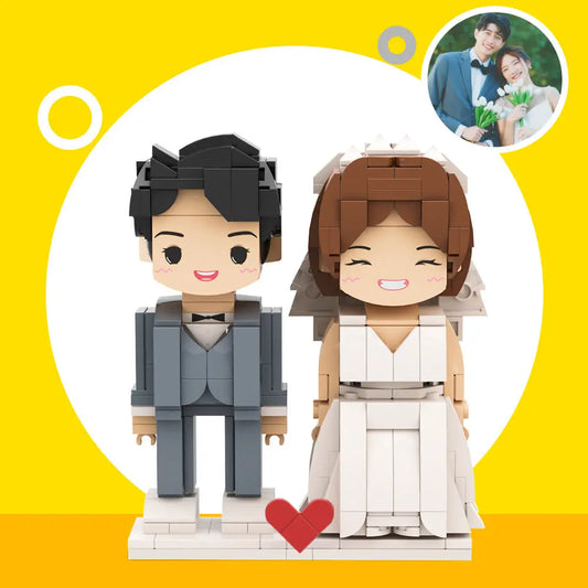 Personalisierte Hochzeits-Figuren aus Klemmbausteinen – 2 Personen – DIY Geschenk zum Selbstaufbau