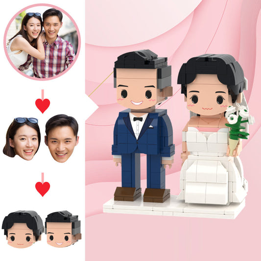 Hochzeitsfiguren aus Klemmbausteinen – 2 Personen – DIY Miniatur-Set zum Selbstaufbau