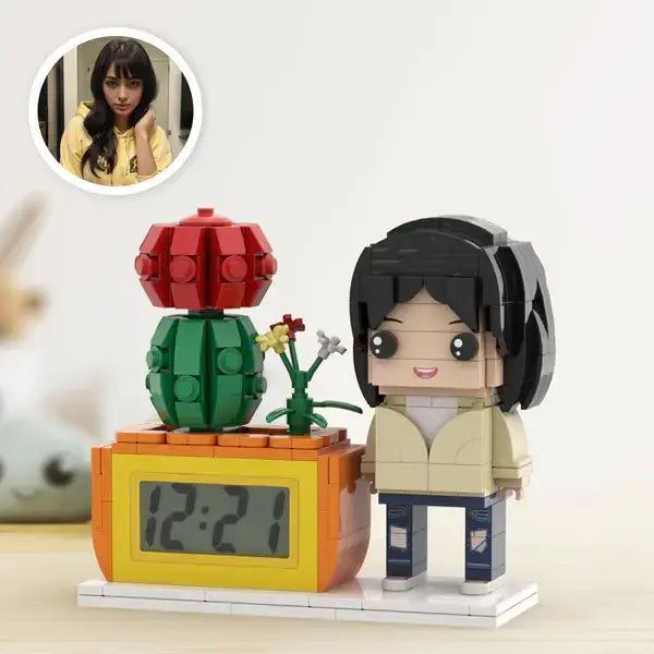 Personalisierte Klemmbaustein-Figur mit digitaler Uhr – DIY Miniatur zum Selbstaufbau