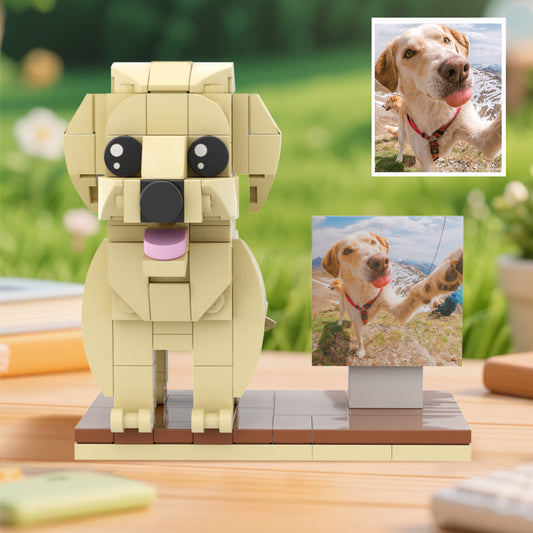 Personalisierte Klemmbaustein-Figur Hund & Fotorahmen – DIY Geschenk zum Selbstaufbau