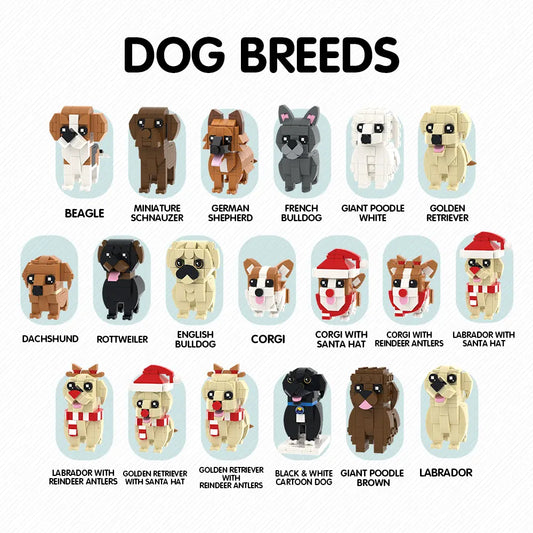Personalisierte Familien-Figuren aus Klemmbausteinen – 1 Person + 2 Hunde – DIY Geschenk zum Selbstaufbau