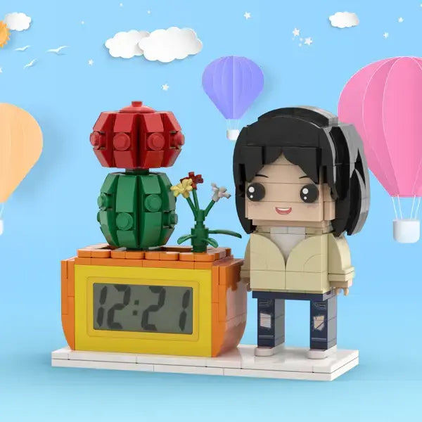 Personalisierte Klemmbaustein-Figur mit digitaler Uhr – DIY Miniatur zum Selbstaufbau